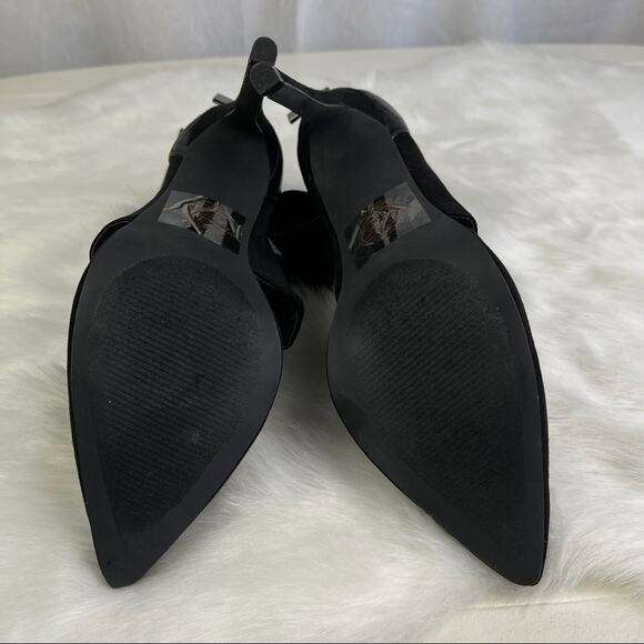 NWT Express Stiletto Ankle Booties Heels Faux Suede Croc Pointed Toe Cut Out 6 - Picture 12 of 16